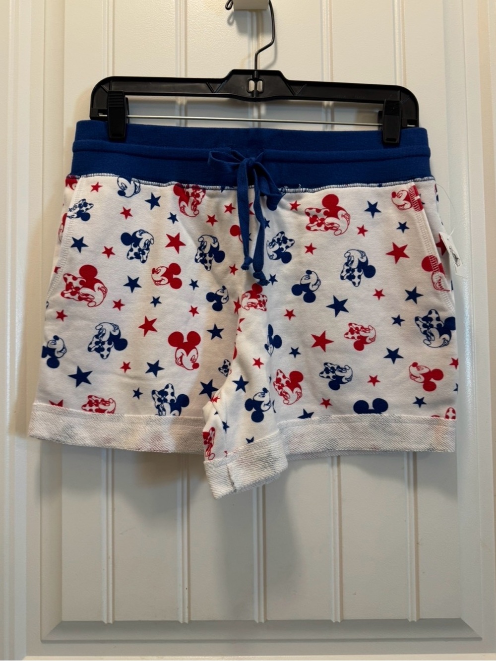NWT Disney Mickey Minnie Mouse 4th of July Patriotic Drawstring Shorts Size M